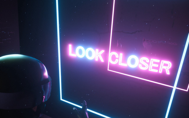 Neon look closer helmet cyberpunk free wallpaper for desktop - medium preview image
