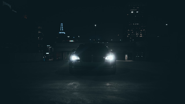 Car night city light matte free wallpaper for desktop - medium preview image