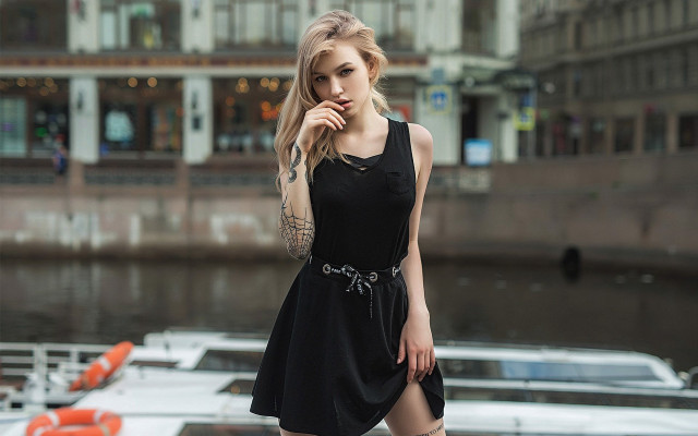 Elina karimova black dress dock free wallpaper for desktop - medium preview image