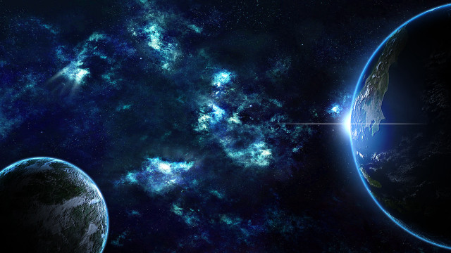 Space planet starfield mattepainting aurora free wallpaper for desktop - medium preview image