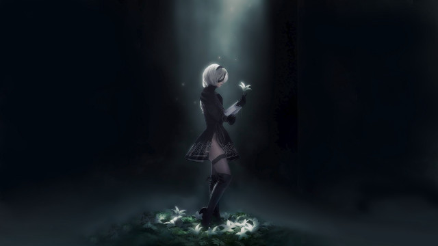 Gothic robotic woman light shadow free wallpaper for desktop - medium preview image