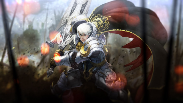 Woman armor sword flames dragon free wallpaper for desktop - medium preview image