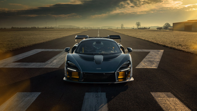 Sports car road sunset horizon free wallpaper for desktop - medium preview image