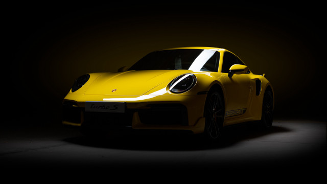 Yellow sports car dark room #33 free wallpaper for desktop - medium preview image