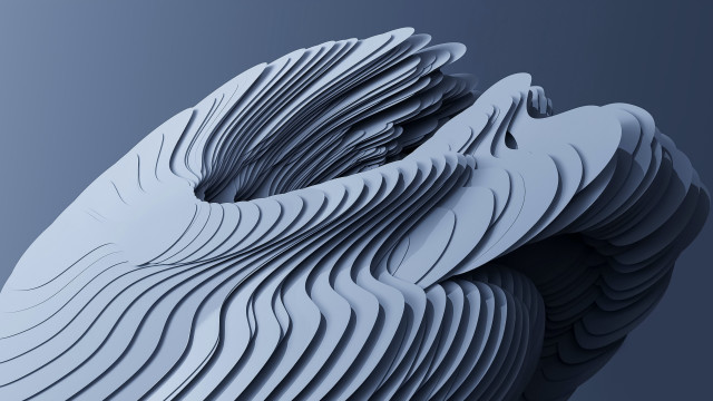 Large white wavy object blue #2 free wallpaper for desktop - medium preview image