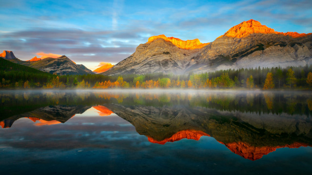 Mountain lake forest sunset sky #5 free wallpaper for desktop - medium preview image