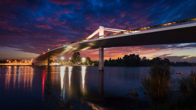 Bridge city lights clouds dusk free wallpaper for desktop - medium preview image