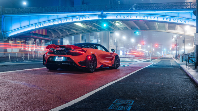 Car bridge night red light free wallpaper for desktop - medium preview image
