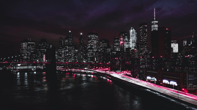 City skyline bridge river night #86 free wallpaper for desktop - medium preview image