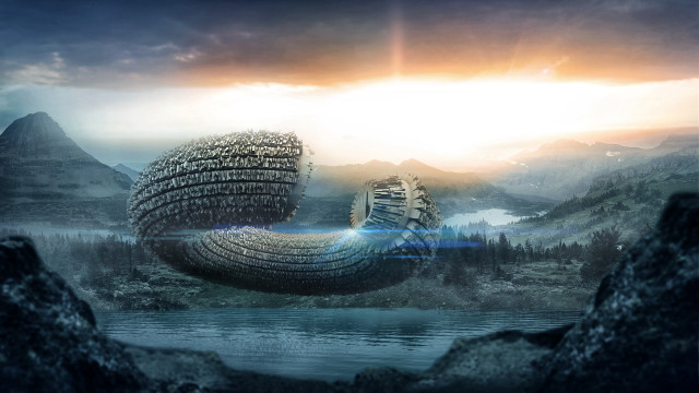 Mountain lake reflection sunset ocean free wallpaper for desktop - medium preview image