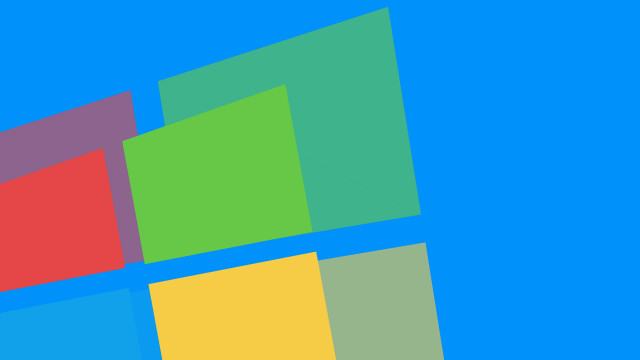 Blue background multicolored squares minimalist free wallpaper for desktop - medium preview image