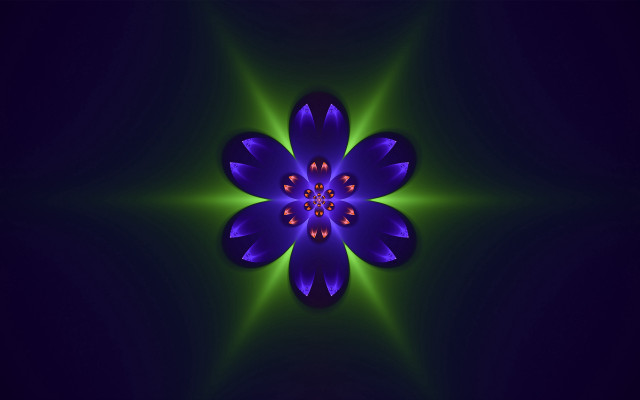 Blue flower green center fractal free wallpaper for desktop - medium preview image