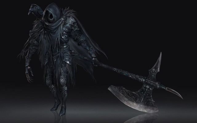 Dark warrior large sword axe free wallpaper for desktop - medium preview image