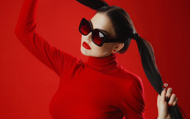 Elina karimova red dress ponytail free wallpaper for desktop - medium preview image