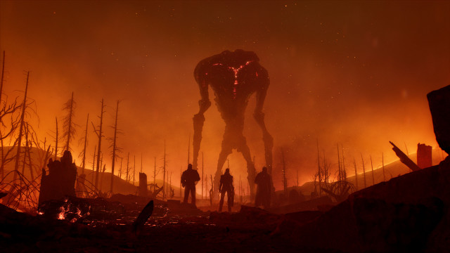 Giant robot forest red glow free wallpaper for desktop - medium preview image