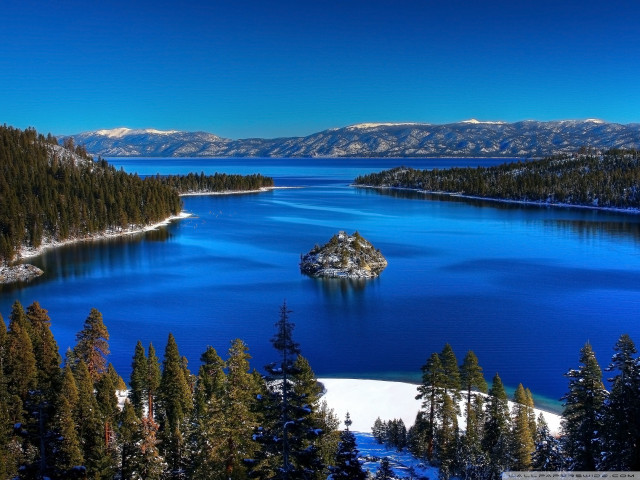 Lake trees mountains blue sky #12 free wallpaper for desktop - medium preview image