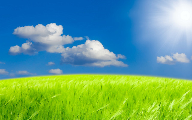 Green field blue sky clouds #82 free wallpaper for desktop - medium preview image