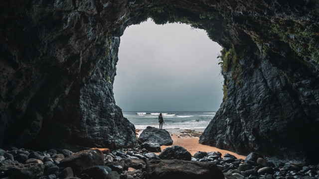 Cave beach rocks water nature free wallpaper for desktop - medium preview image