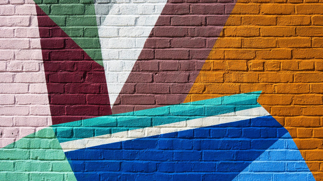 Colorful brick wall geometric abstract free wallpaper for desktop - medium preview image