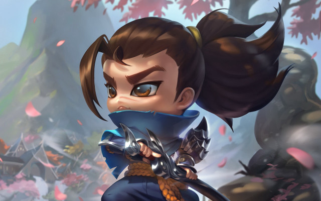 Woman ponytail sword forest autumn free wallpaper for desktop - medium preview image