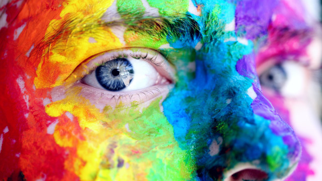 Painted face rainbow vivid fauvism free wallpaper for desktop - medium preview image