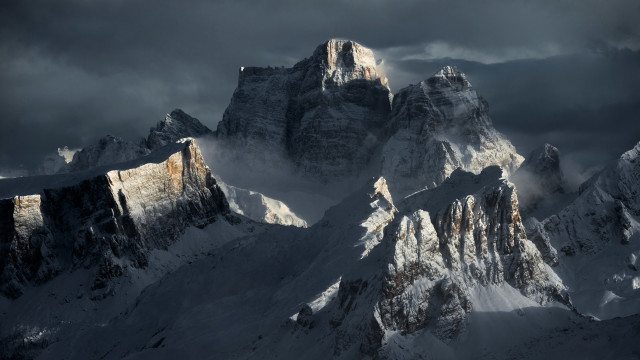 Mountain range snow capped cloudy free wallpaper for desktop - medium preview image