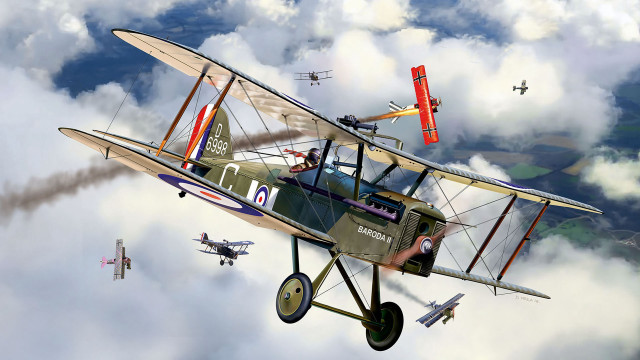 Biplane flying sky clouds pilot free wallpaper for desktop - medium preview image