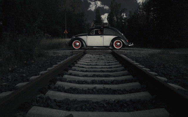 Car railroad night smoke stack free wallpaper for desktop - medium preview image