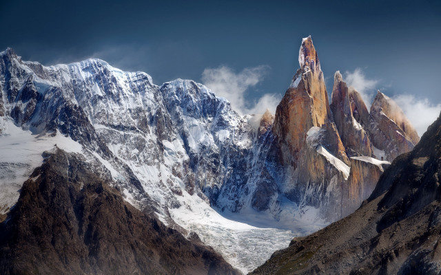 Mountain range snow clouds precisionism free wallpaper for desktop - medium preview image