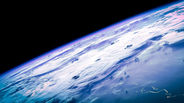 Earth horizon space blue matte free wallpaper for desktop - medium preview image
