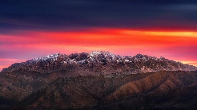 Mountain range sunset reflection sky free wallpaper for desktop - medium preview image