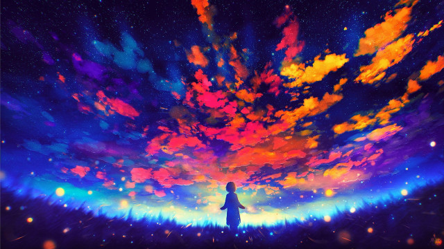 Metaphysical anime sky stars astronaut free wallpaper for desktop - medium preview image
