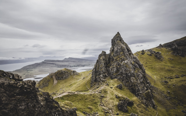 Mountain rock formation lake sky free wallpaper for desktop - medium preview image