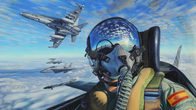 Fighter pilot planes oil painting free wallpaper for desktop - medium preview image