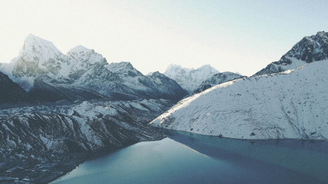 Mountain range lake snow blue free wallpaper for desktop - medium preview image