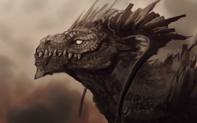 Dragon sharp teeth cloudy sky free wallpaper for desktop - medium preview image