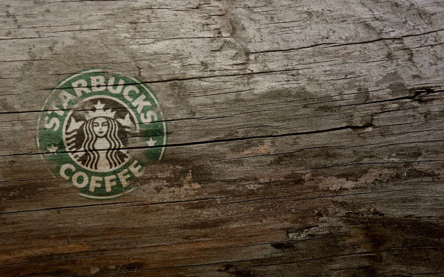 Wooden table starbucks logo brown free wallpaper for desktop - medium preview image