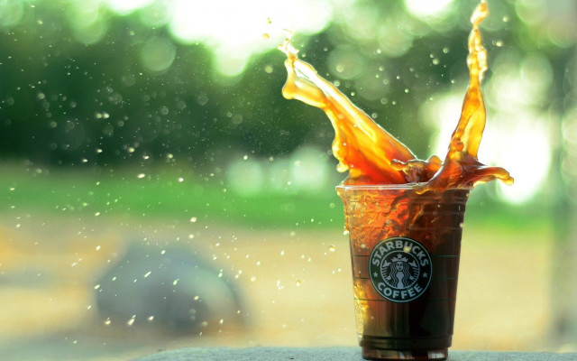 Starbucks drink pour coffee glass free wallpaper for desktop - medium preview image