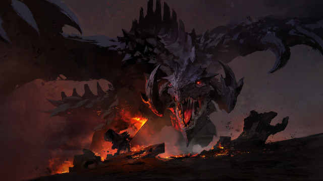 Demonic dragon lava embers fire free wallpaper for desktop - medium preview image