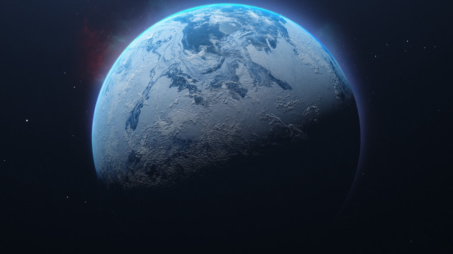 Blue planet sun stars aurora free wallpaper for desktop - medium preview image