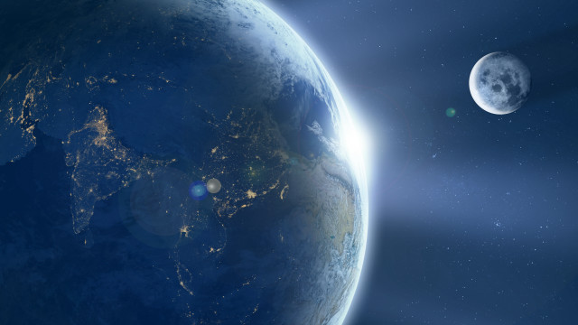 Earth night space city moon free wallpaper for desktop - medium preview image