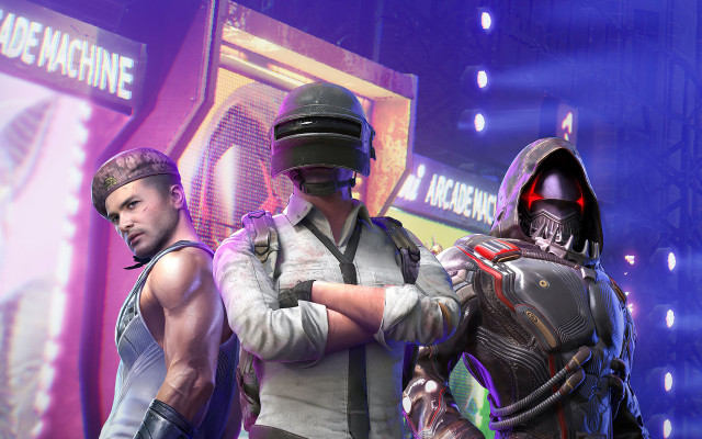 Group people purple neon beeple free wallpaper for desktop - medium preview image