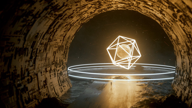 Light painting geometrical tunnel music free wallpaper for desktop - medium preview image