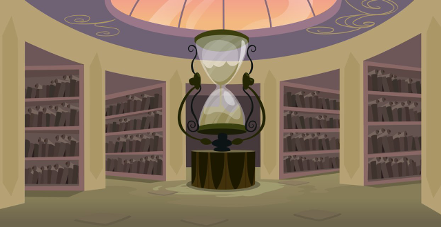 Cartoon room clock lamp bookcase free wallpaper for desktop - medium preview image