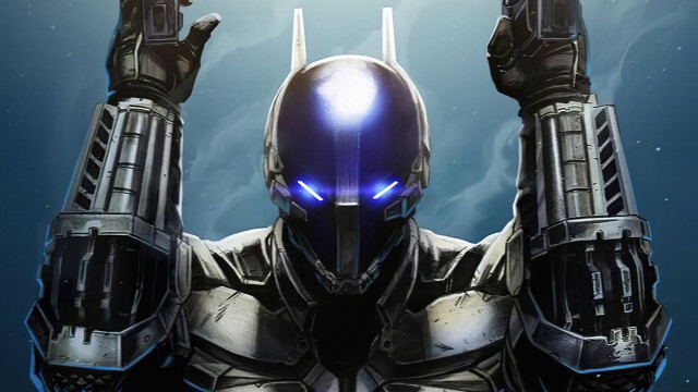 Glowing blue suit helmet mecha free wallpaper for desktop - medium preview image