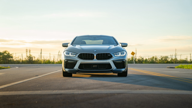 White bmw car road sky free wallpaper for desktop - medium preview image