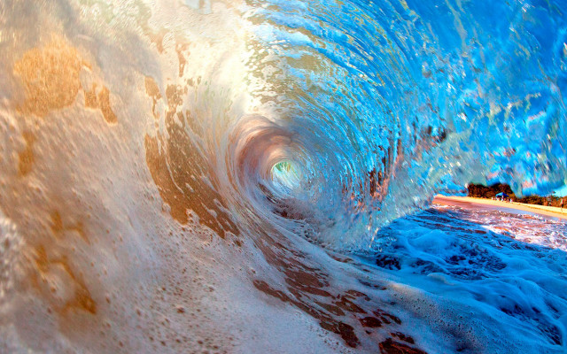 Wave breaking blue white water free wallpaper for desktop - medium preview image