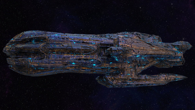 Futuristic spaceship starry background aurora free wallpaper for desktop - medium preview image