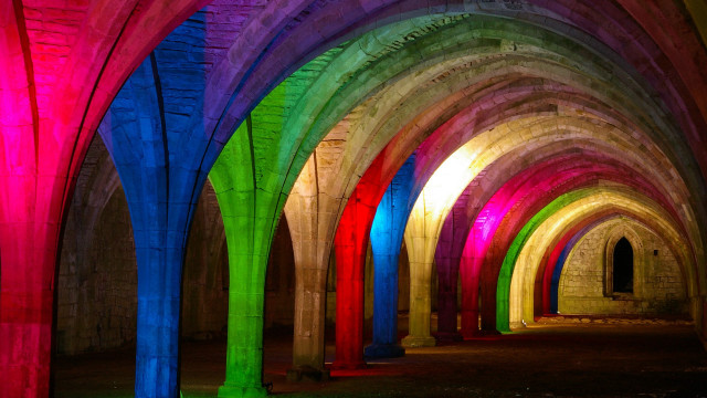 Arches rainbow light building ceiling free wallpaper for desktop - medium preview image