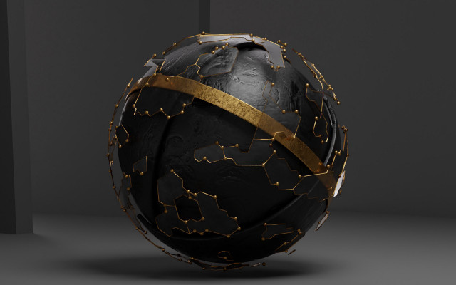 Black gold sphere ribbon vanitas free wallpaper for desktop - medium preview image